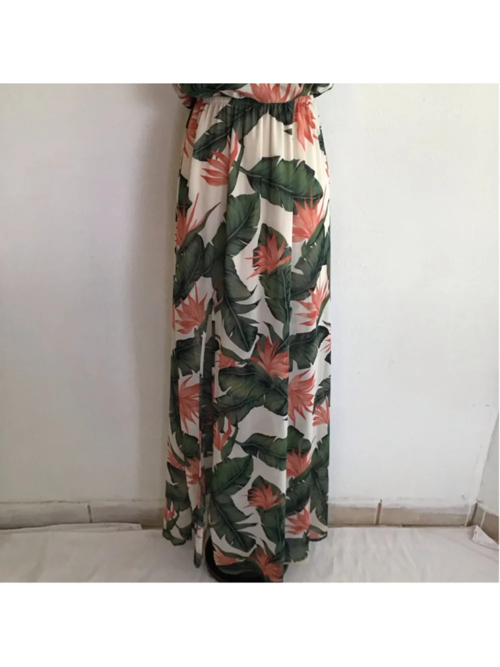 Show Me Your Mumu Women Elegant Fun Maxi Dress L White Green Tropical Print - Picture 6 of 14